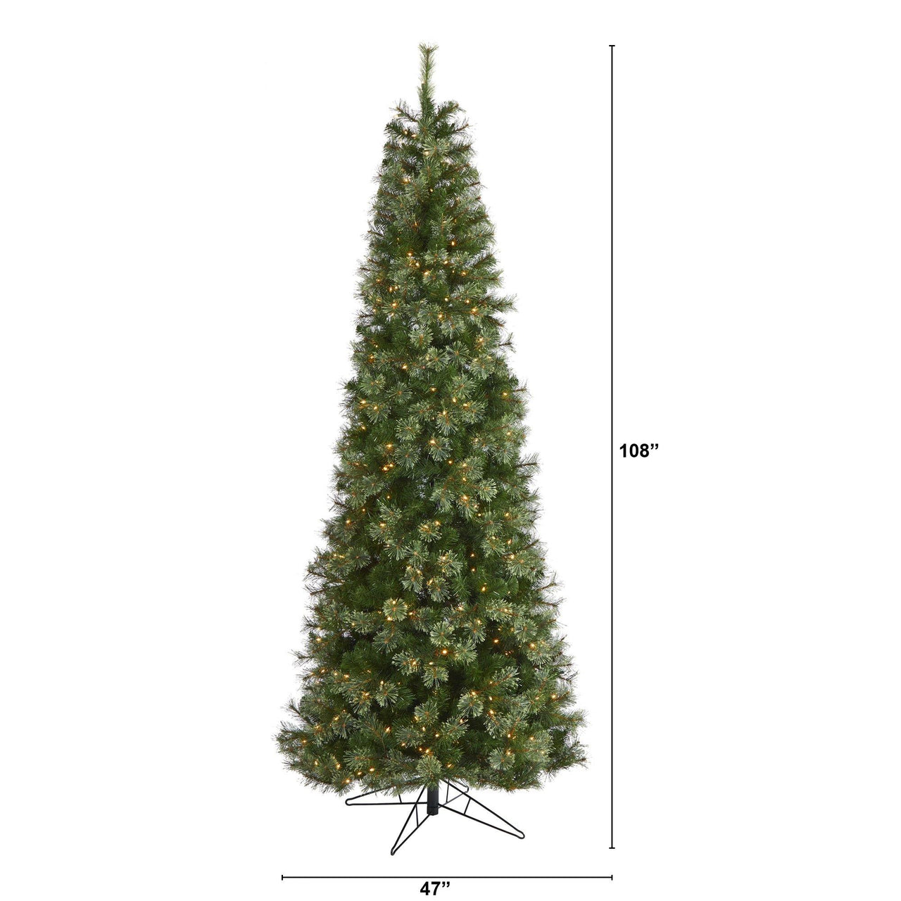 9' Cashmere Slim Artificial Christmas Tree with 550 Warm White Lights and 1308 Bendable Branches - The Fox Decor