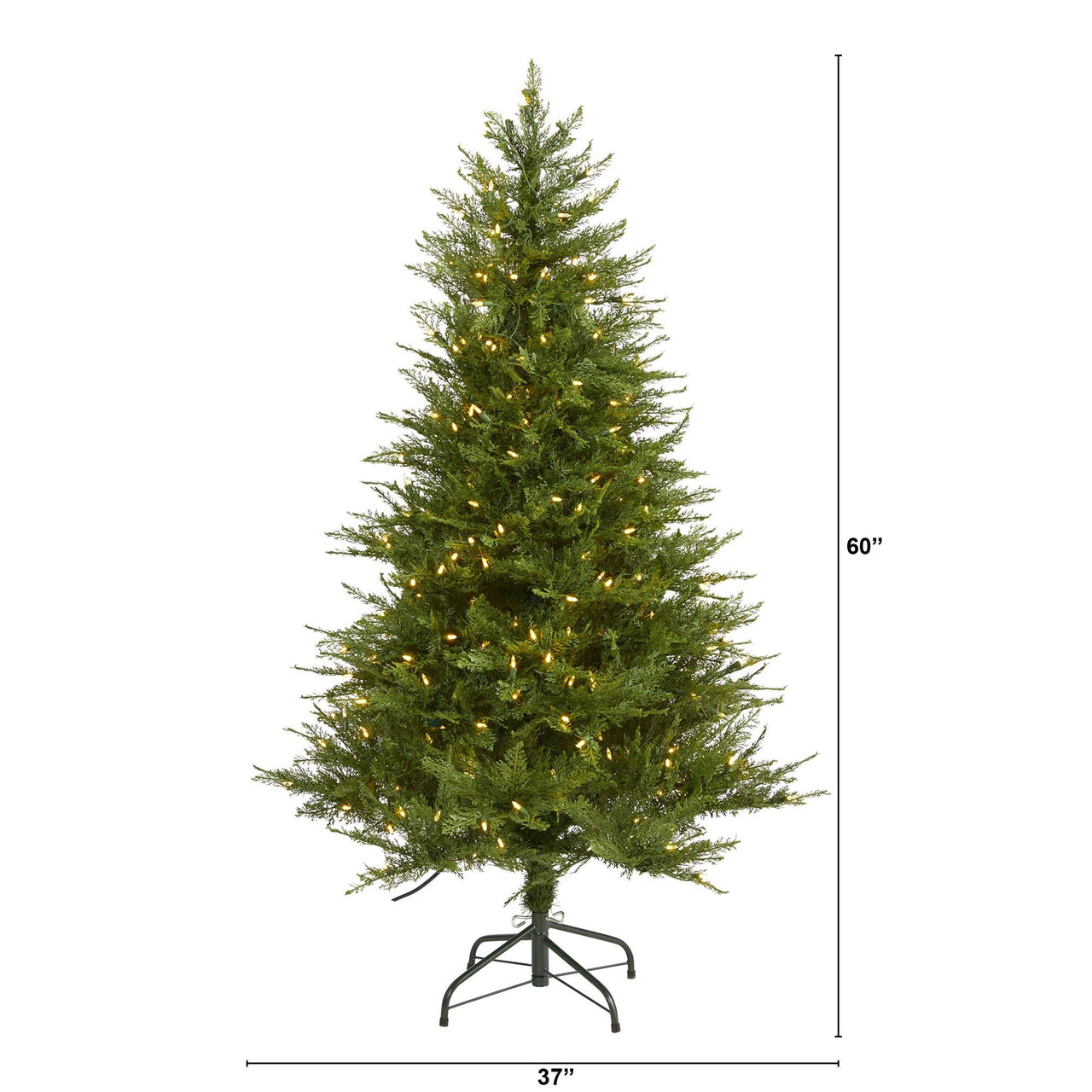 5’ Wisconsin Fir Artificial Christmas Tree with 250 Warm White LED Lights and 578 Bendable Branches - The Fox Decor