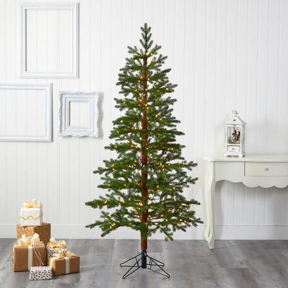 6.5' Fairbanks Fir Artificial Christmas Tree with 250 Clear Warm (Multifunction) LED Lights and 208 Bendable Branches - The Fox Decor