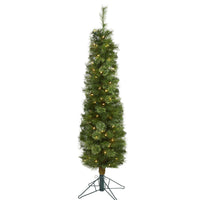 Thumbnail for 5' Green Pencil Artificial Christmas Tree with 100 Clear (Multifunction) LED Lights and 198 Bendable Branches