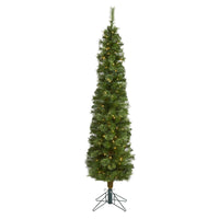 Thumbnail for 6' Green Pencil Artificial Christmas Tree with 150 Clear (Multifunction) LED Lights and 264 Bendable Branches
