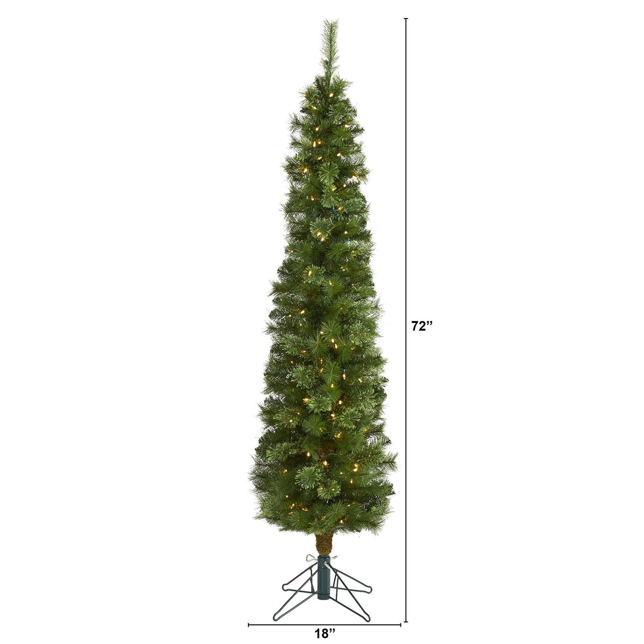 6' Green Pencil Artificial Christmas Tree with 150 Clear (Multifunction) LED Lights and 264 Bendable Branches - The Fox Decor