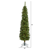 Thumbnail for 6' Green Pencil Artificial Christmas Tree with 150 Clear (Multifunction) LED Lights and 264 Bendable Branches - The Fox Decor