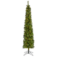 Thumbnail for 7' Green Pencil Artificial Christmas Tree with 150 Clear (Multifunction) LED Lights and 338 Bendable Branches