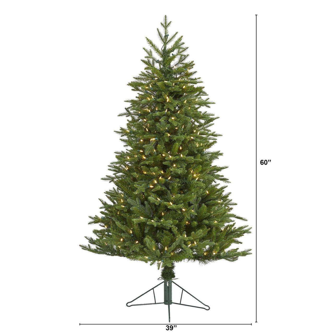 5' Cambridge Fir Artificial Christmas Tree with 300 Clear Warm (Multifunction) LED Lights with Instant Connect Technology and 570 Bendable Branches - The Fox Decor