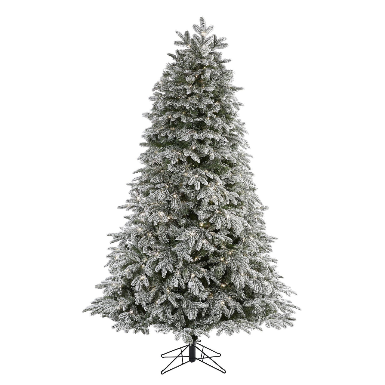 7' Flocked Colorado Mountain Fir Artificial Christmas Tree with 700 Warm White Microdot (Multifunction) LED Lights with Instant Connect Technology and 1455 Bendable Branches