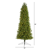 Thumbnail for 8' Slim Virginia Spruce Artificial Christmas Tree with 600 Warm White (Multifunction) LED Lights with Instant Connect Technology and 1294 Bendable Branches - The Fox Decor