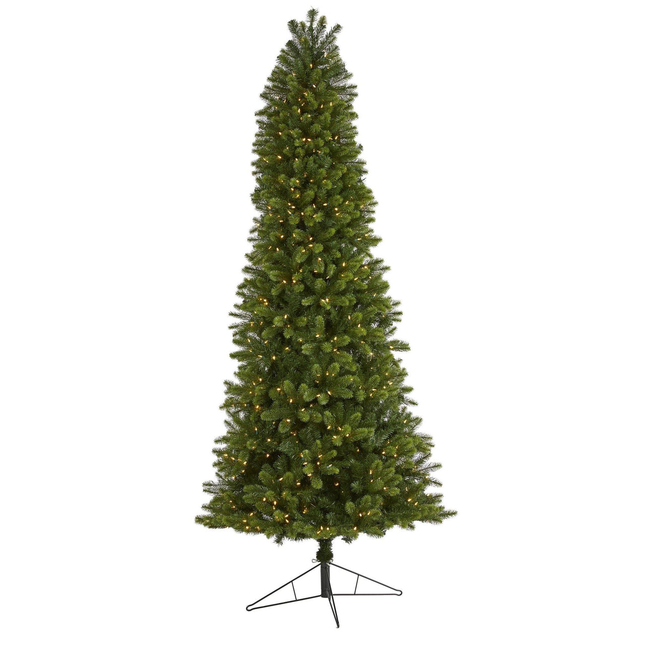 9' Slim Virginia Spruce Artificial Christmas Tree with 750 Warm White (Multifunction) LED Lights with Instant Connect Technology and 1654 Bendable Branches