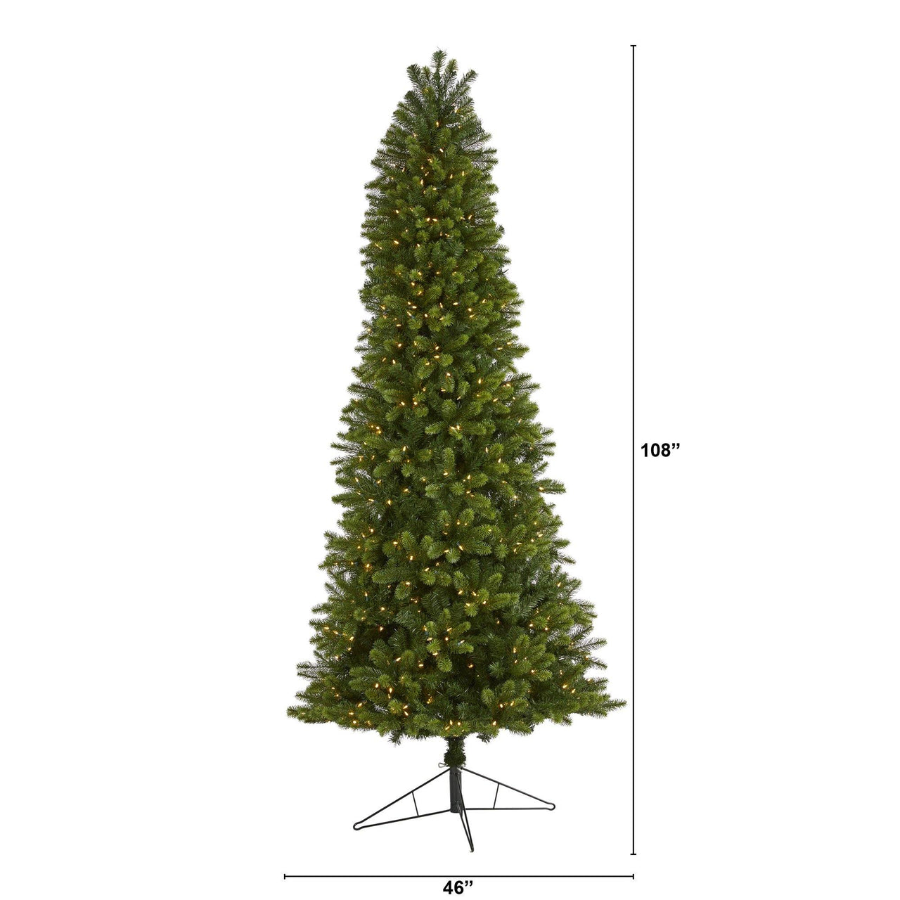 9' Slim Virginia Spruce Artificial Christmas Tree with 750 Warm White (Multifunction) LED Lights with Instant Connect Technology and 1654 Bendable Branches - The Fox Decor