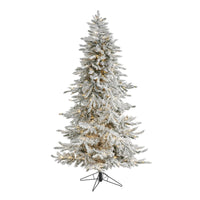 Thumbnail for 6.5' Flocked Grand Northern Rocky Fir Artificial Christmas Tree with 1150 Warm Micro (Multifunction with Remote Control) LED Lights, Instant Connect Technology and 820 Bendable Branches
