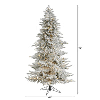Thumbnail for 6.5' Flocked Grand Northern Rocky Fir Artificial Christmas Tree with 1150 Warm Micro (Multifunction with Remote Control) LED Lights, Instant Connect Technology and 820 Bendable Branches - The Fox Decor