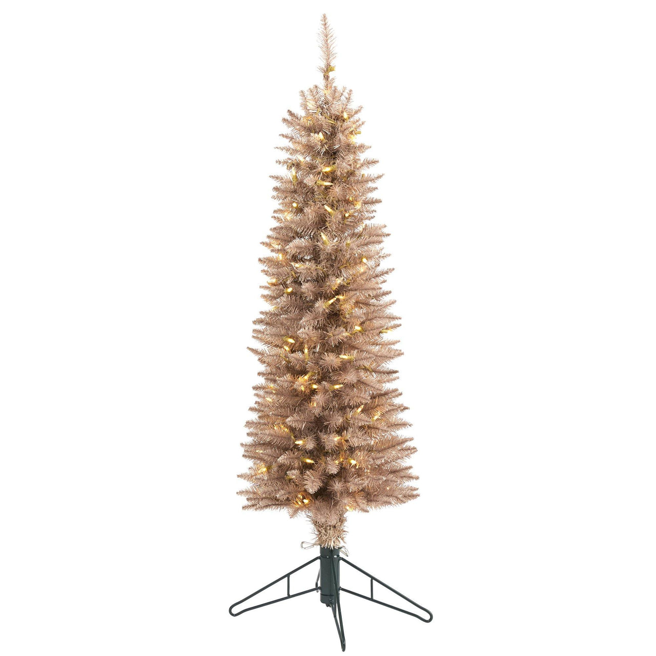 4’ Champagne Pencil Artificial Christmas Tree with 150 (multifunction) Clear LED Lights