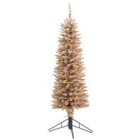 Thumbnail for 4’ Champagne Pencil Artificial Christmas Tree with 150 (multifunction) Clear LED Lights