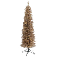 Thumbnail for 5’ Champagne Pencil Artificial Christmas Tree with 250 (multifunction) Clear LED Lights and 438 Bendable Branches