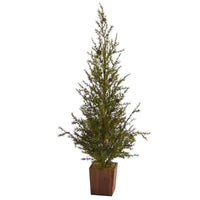 Thumbnail for 4’ Alpine “Natural Look” Artificial Christmas Tree in Wood Planter with Pine Cones