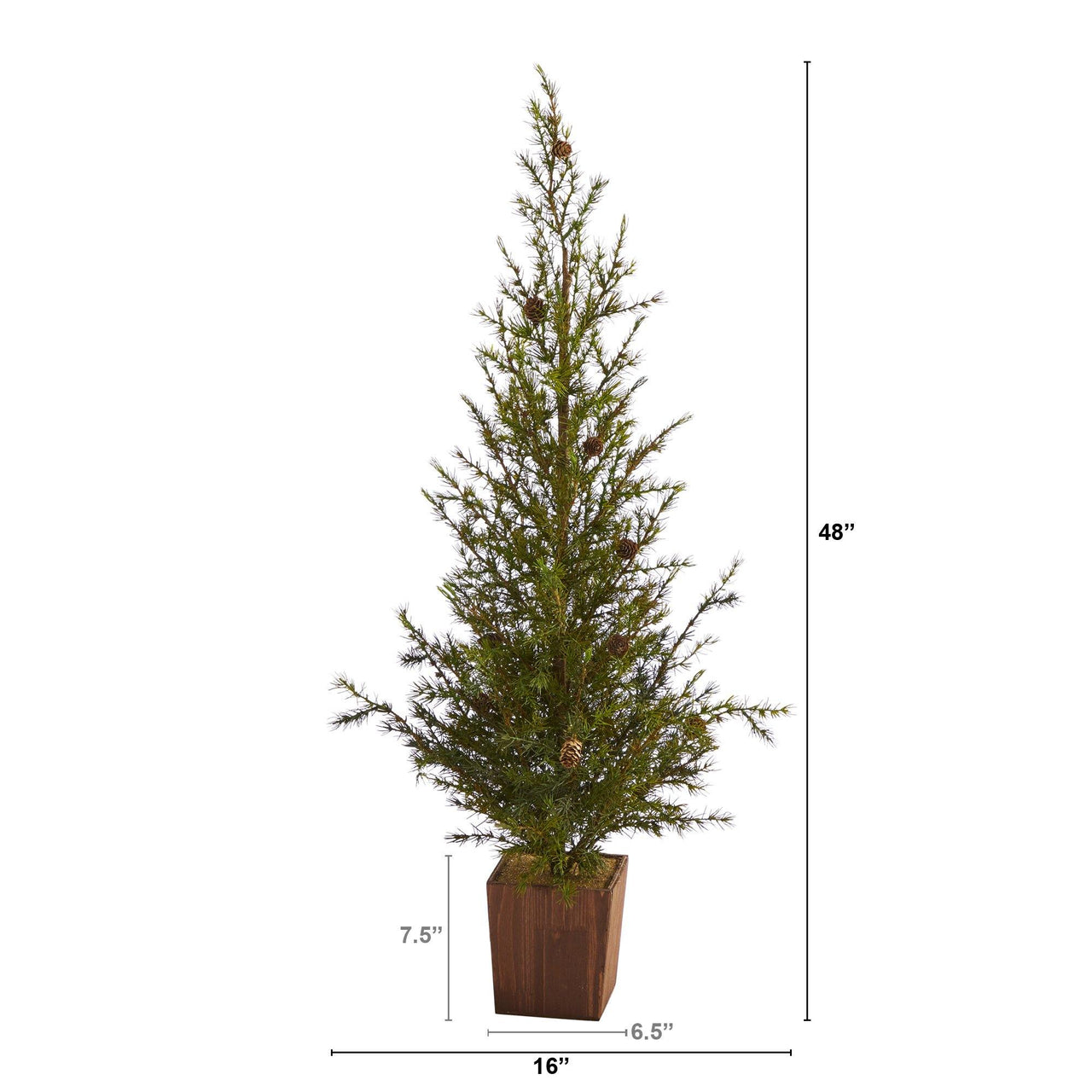 4’ Alpine “Natural Look” Artificial Christmas Tree in Wood Planter with Pine Cones - The Fox Decor