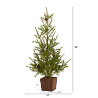 Thumbnail for 28” Alpine “Natural Look” Artificial Christmas Tree in Wood Planter with Pine Cones - The Fox Decor