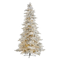 Thumbnail for 7.5' Flocked Grand Northern Rocky Fir Artificial Christmas Tree with 6672 Warm Cluster (Multifunction) LED Lights and 1071 Bendable Branches