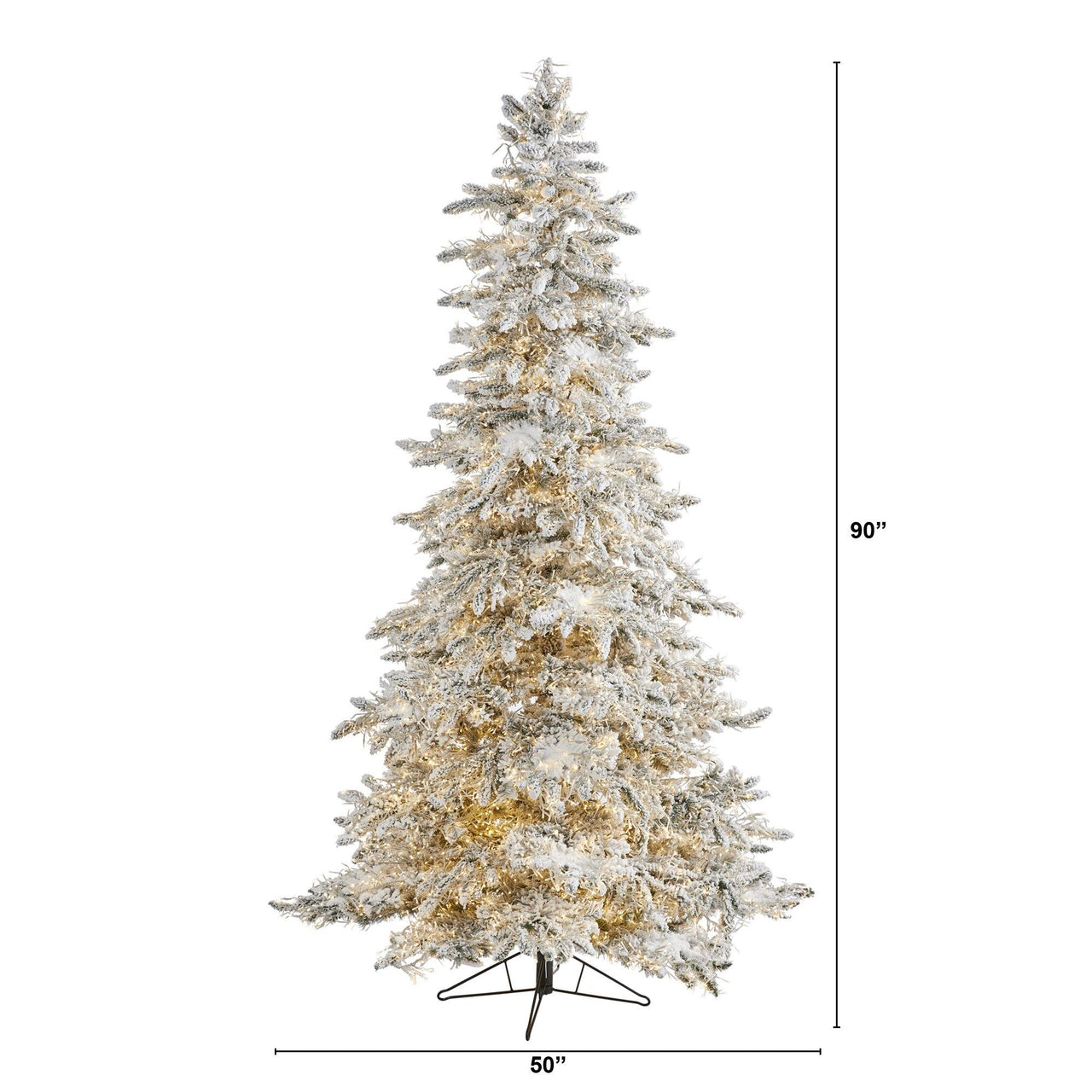 7.5' Flocked Grand Northern Rocky Fir Artificial Christmas Tree with 6672 Warm Cluster (Multifunction) LED Lights and 1071 Bendable Branches - The Fox Decor