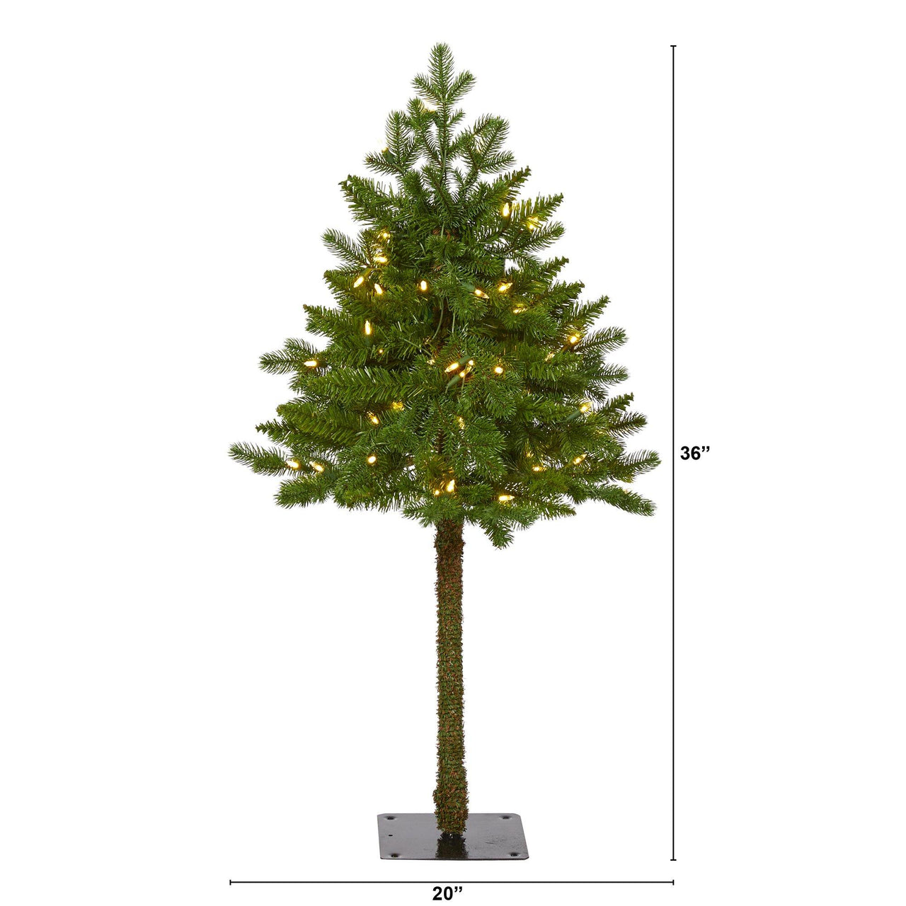 3' Swiss Alpine Artificial Christmas Tree with 50 Clear LED Lights and 60 Bendable Branches - The Fox Decor
