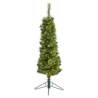 Thumbnail for 4' Green Pencil Artificial Christmas Tree with 100 Clear (Multifunction) LED Lights and 140 Bendable Branches