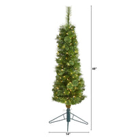 Thumbnail for 4' Green Pencil Artificial Christmas Tree with 100 Clear (Multifunction) LED Lights and 140 Bendable Branches - The Fox Decor