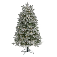 Thumbnail for 5' Flocked Colorado Mountain Fir Artificial Christmas Tree with 300 Warm White Microdot (Multifunction) LED Lights with Instant Connect Technology and 511 Bendable Branches