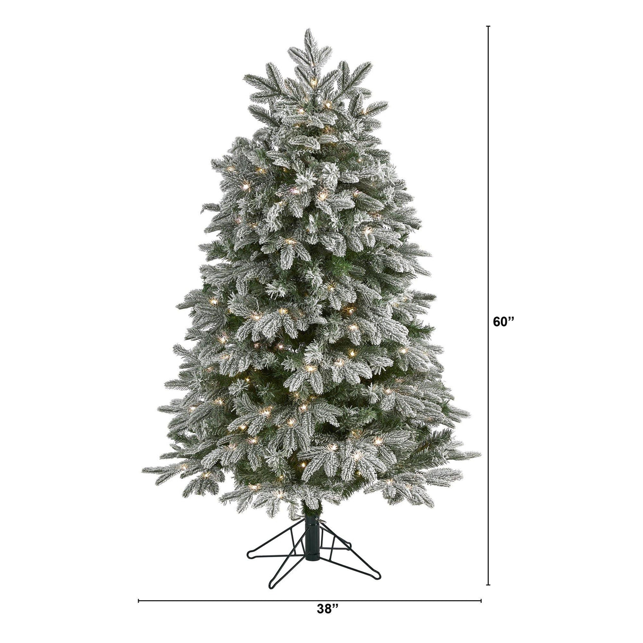 5' Flocked Colorado Mountain Fir Artificial Christmas Tree with 300 Warm White Microdot (Multifunction) LED Lights with Instant Connect Technology and 511 Bendable Branches - The Fox Decor