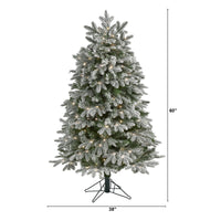 Thumbnail for 5' Flocked Colorado Mountain Fir Artificial Christmas Tree with 300 Warm White Microdot (Multifunction) LED Lights with Instant Connect Technology and 511 Bendable Branches - The Fox Decor