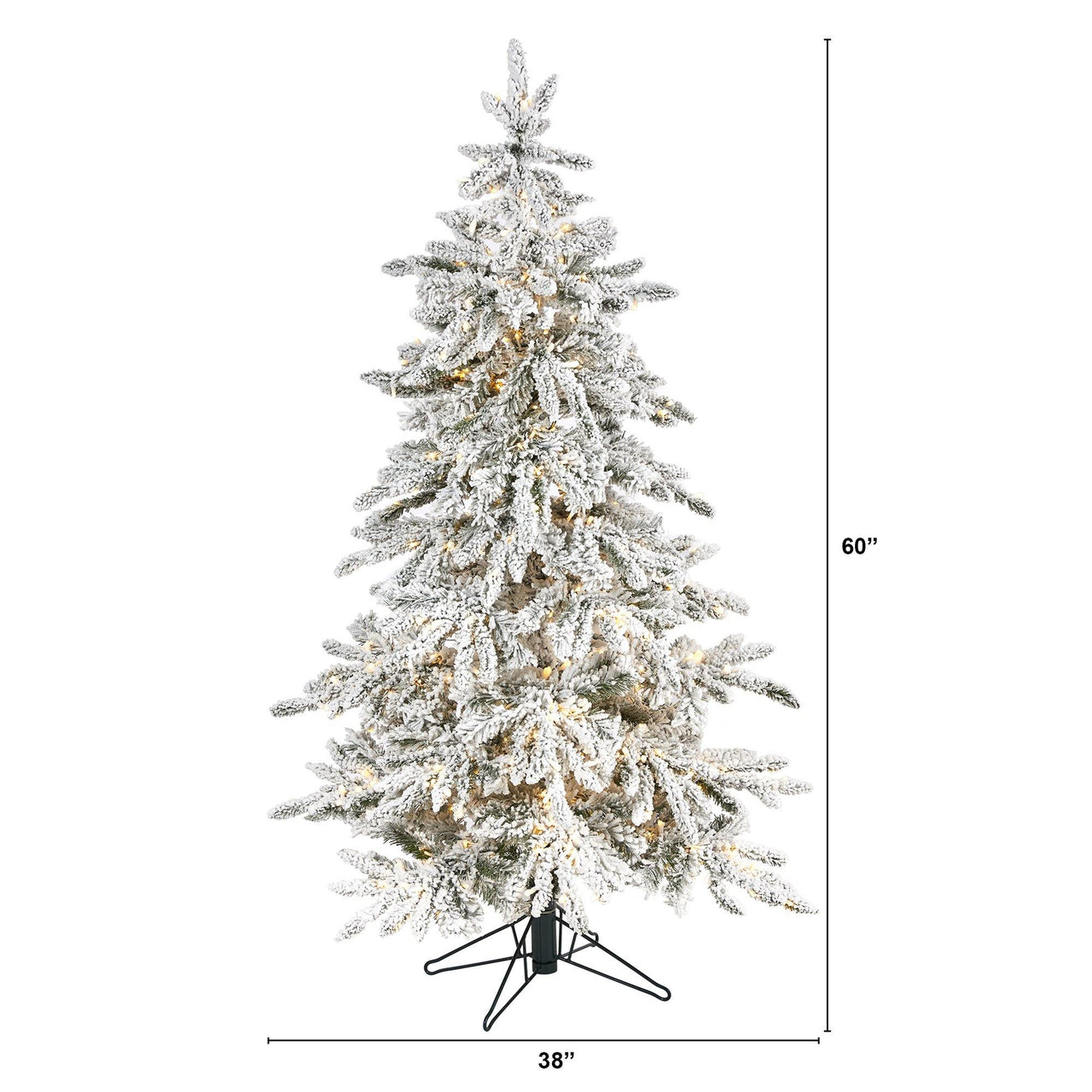 5' Flocked Grand Northern Rocky Fir Artificial Christmas Tree with 650 Warm Micro (Multifunction with Remote Control) LED Lights, Instant Connect Technology and 386 Bendable Branches - The Fox Decor