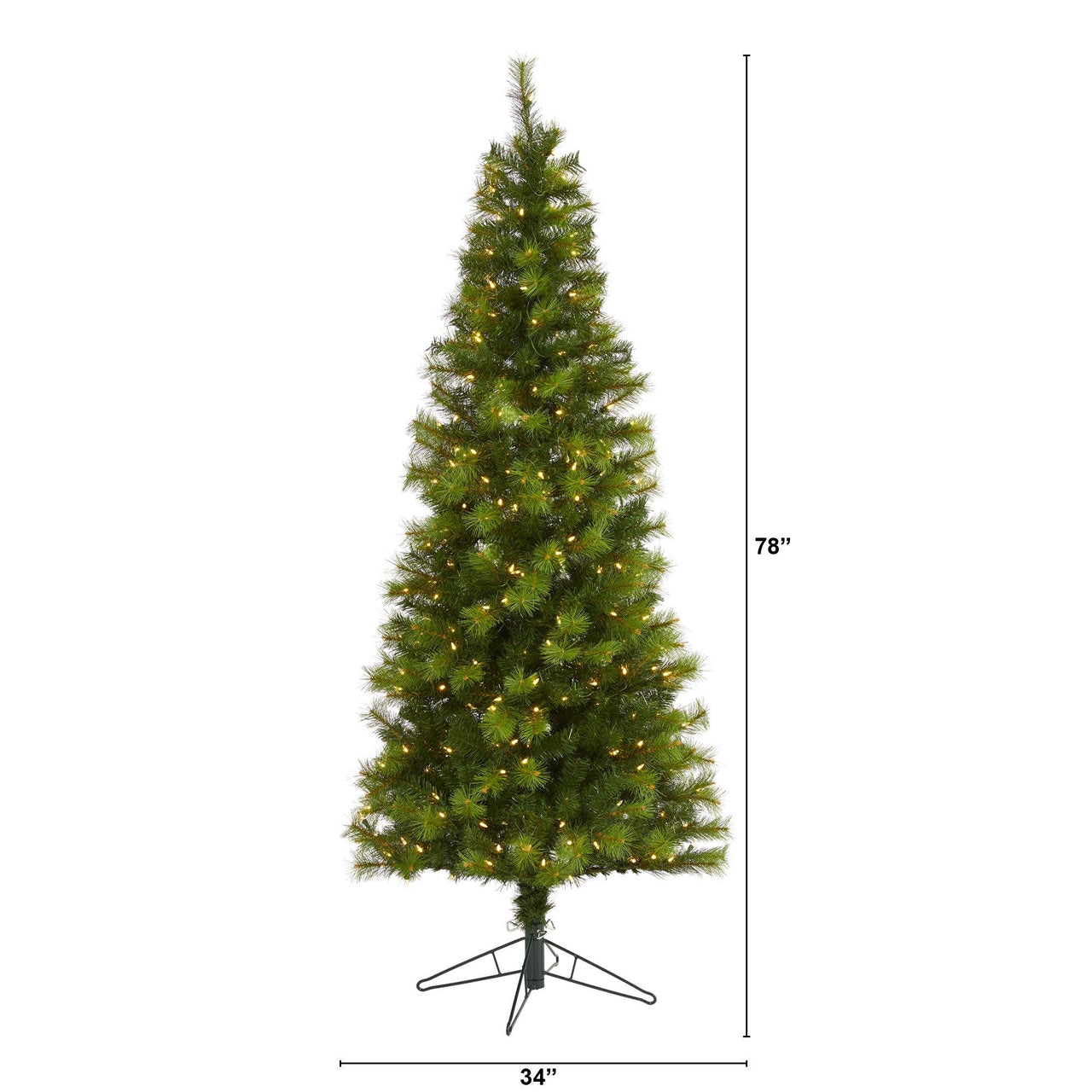 6.5’ Green Valley Pine Artificial Christmas Tree with 300 Warm White LED Lights and 579 Bendable Branches - The Fox Decor