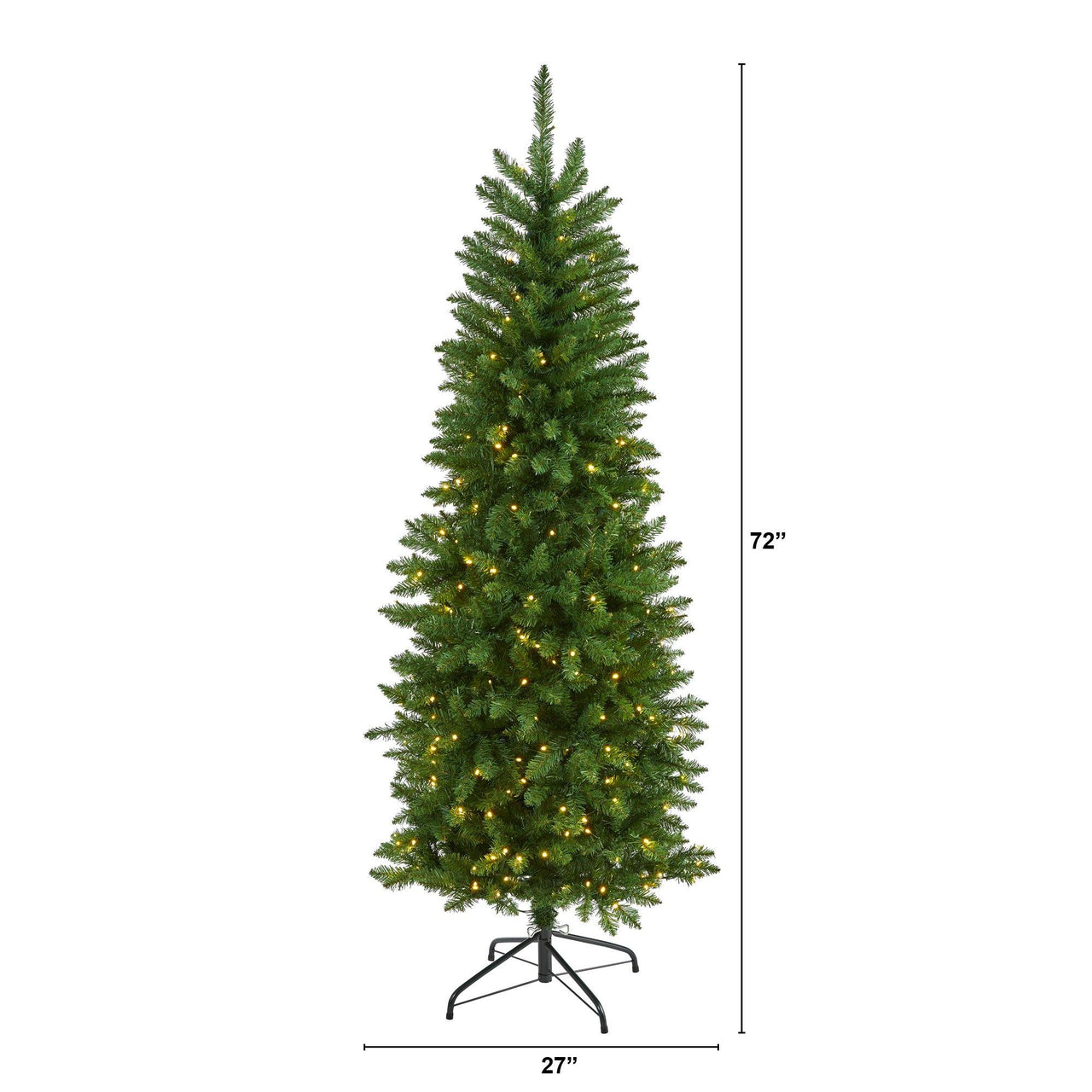 6’ Slim Green Mountain Pine Artificial Christmas Tree with 250 Clear LED Lights - The Fox Decor