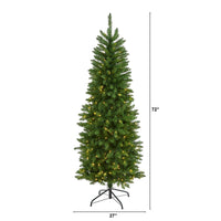 Thumbnail for 6’ Slim Green Mountain Pine Artificial Christmas Tree with 250 Clear LED Lights - The Fox Decor