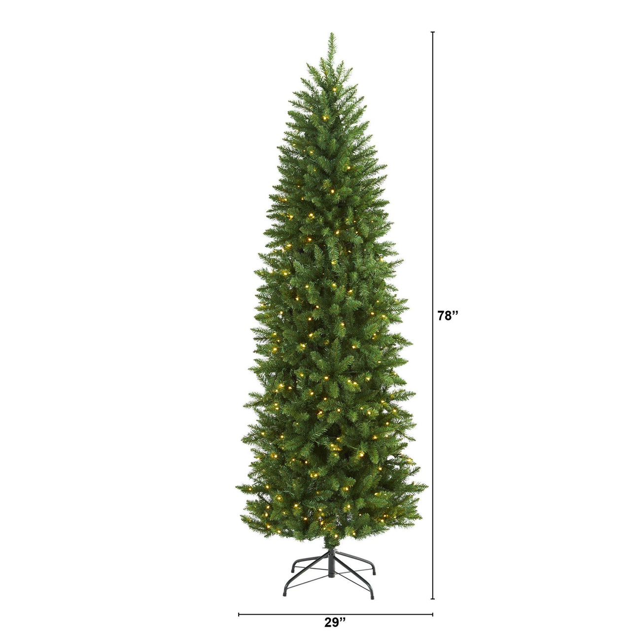 6.5’ Slim Green Mountain Pine Artificial Christmas Tree with 300 Clear LED Lights - The Fox Decor