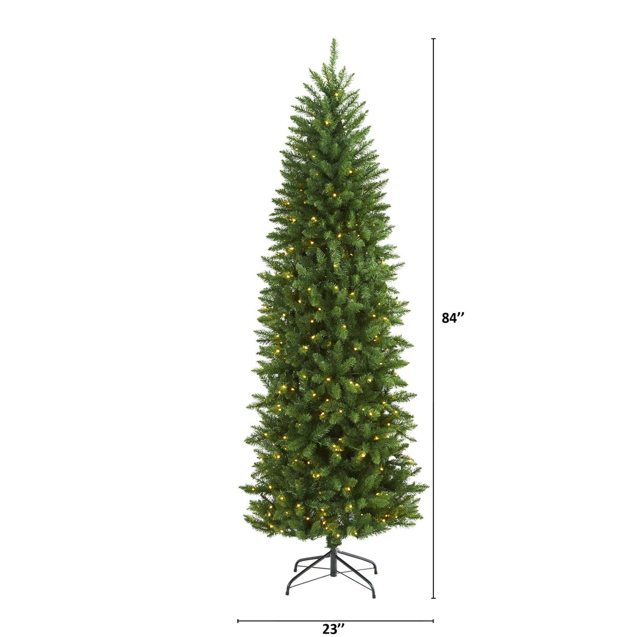 7’ Slim Green Mountain Pine Artificial Christmas Tree with 300 Clear LED Lights - The Fox Decor