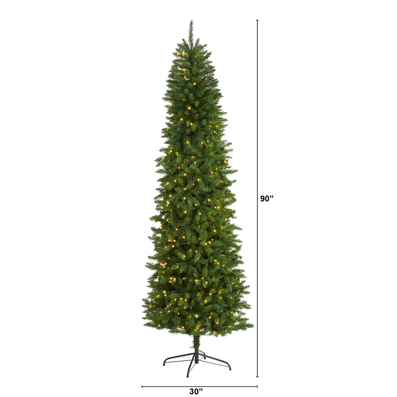 7.5’ Slim Green Mountain Pine Artificial Christmas Tree with 350 Clear LED Lights - The Fox Decor