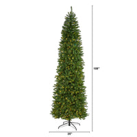 Thumbnail for 9’ Slim Green Mountain Pine Artificial Christmas Tree with 600 Clear LED Lights - The Fox Decor
