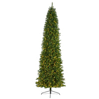 Thumbnail for 10’ Slim Green Mountain Pine Artificial Christmas Tree with 800 Clear LED Lights