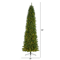 Thumbnail for 10’ Slim Green Mountain Pine Artificial Christmas Tree with 800 Clear LED Lights - The Fox Decor
