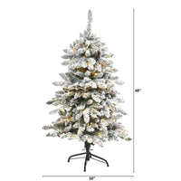 Thumbnail for 4’ Flocked Livingston Fir Artificial Christmas Tree with Pine Cones and 150 Clear Warm LED Lights - The Fox Decor