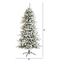 Thumbnail for 6.5’ Flocked Livingston Fir Artificial Christmas Tree with Pine Cones and 300 Clear Warm LED Lights - The Fox Decor