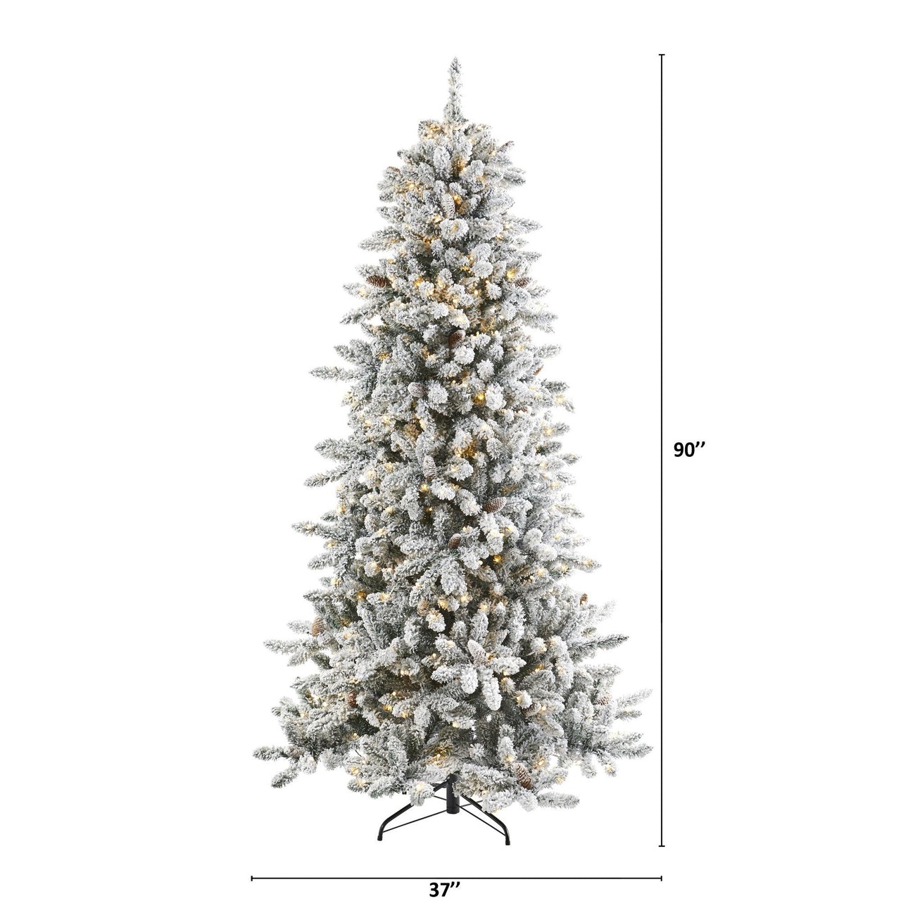 7.5’ Flocked Livingston Fir Artificial Christmas Tree with Pine Cones and 500 Clear Warm LED Lights - The Fox Decor