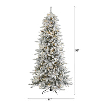 Thumbnail for 7.5’ Flocked Livingston Fir Artificial Christmas Tree with Pine Cones and 500 Clear Warm LED Lights - The Fox Decor