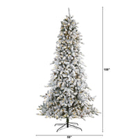 Thumbnail for 9’ Flocked Livingston Fir Artificial Christmas Tree with Pine Cones and 650 Clear Warm LED Lights - The Fox Decor