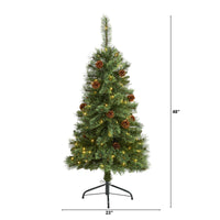Thumbnail for 4’ White Mountain Pine Artificial Christmas Tree with 100 Clear LED Lights and Pine Cones - The Fox Decor