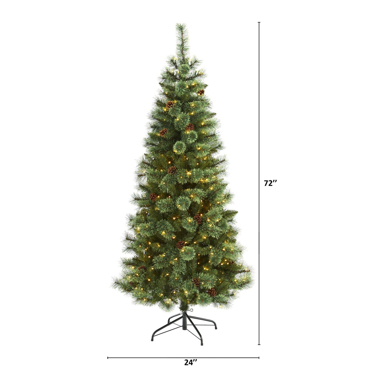 6’ White Mountain Pine Artificial Christmas Tree with 300 Clear LED Lights and Pine Cones - The Fox Decor