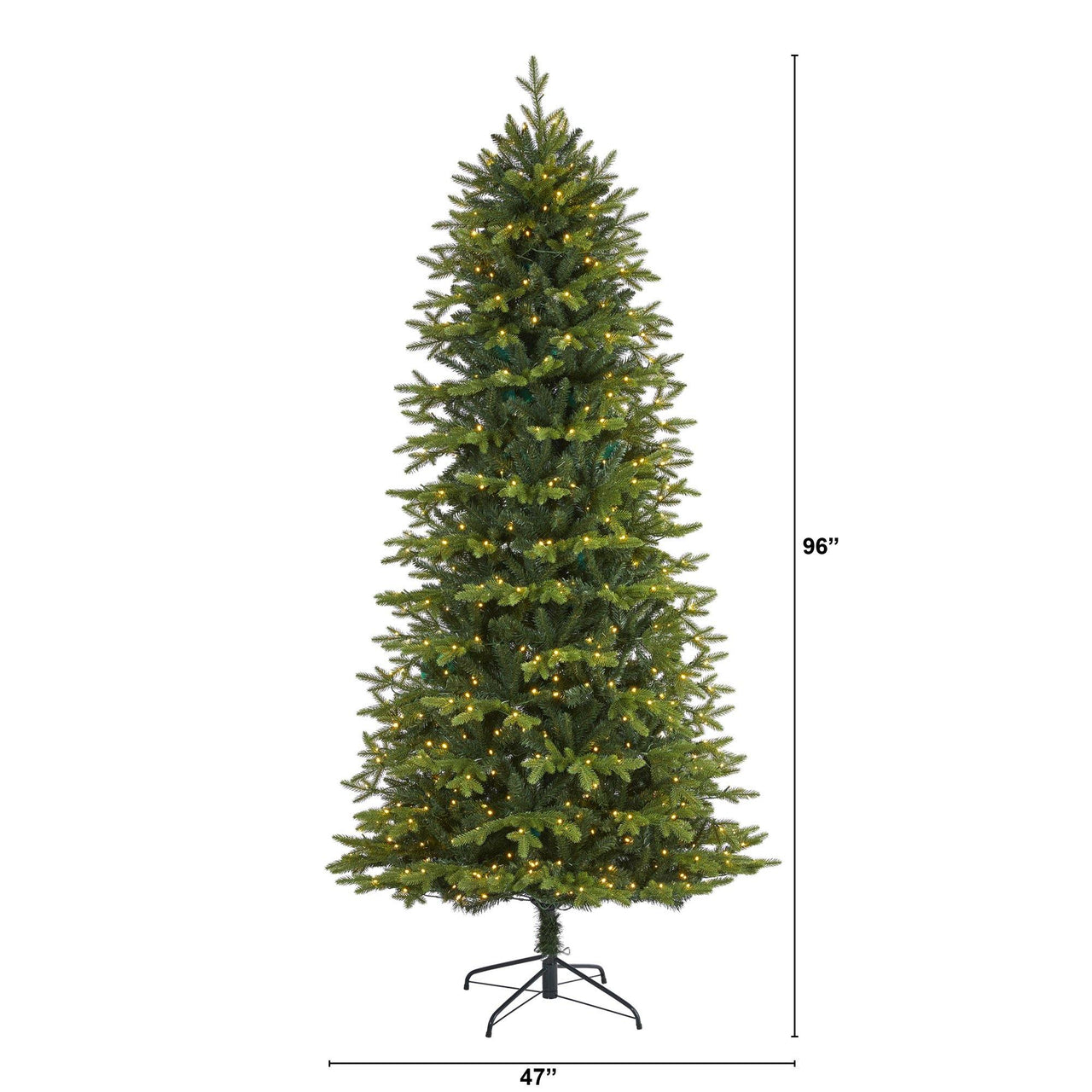 8’ Belgium Fir “Natural Look” Artificial Christmas Tree with 650 Clear LED Lights - The Fox Decor