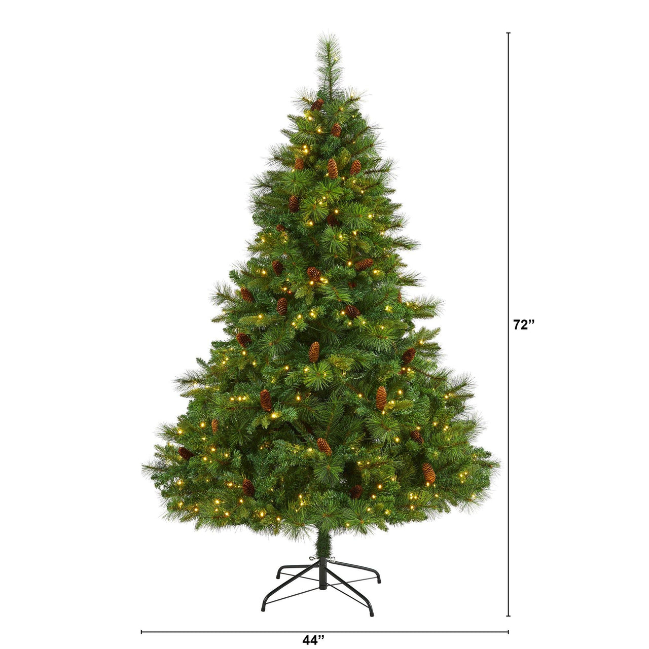 6’ West Virginia Full Bodied Mixed Pine Artificial Christmas Tree with 300 Clear LED Lights and Pine Cones - The Fox Decor