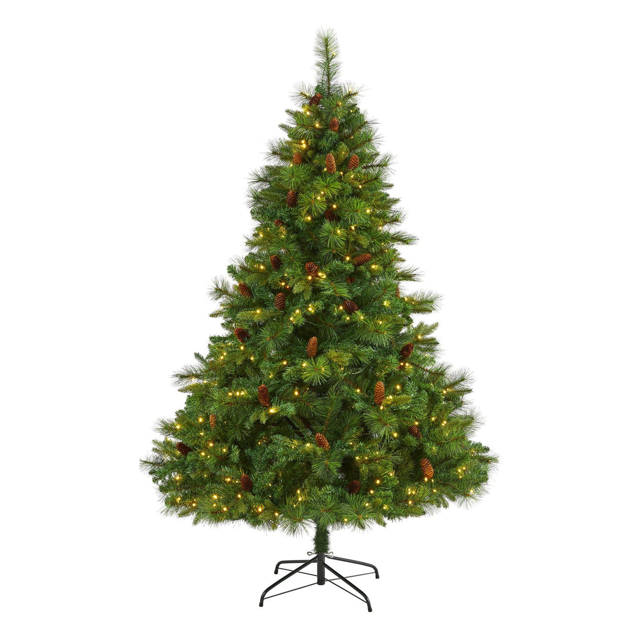 6.5’ West Virginia Full Bodied Mixed Pine Artificial Christmas Tree with 400 Clear LED Lights and Pine Cones