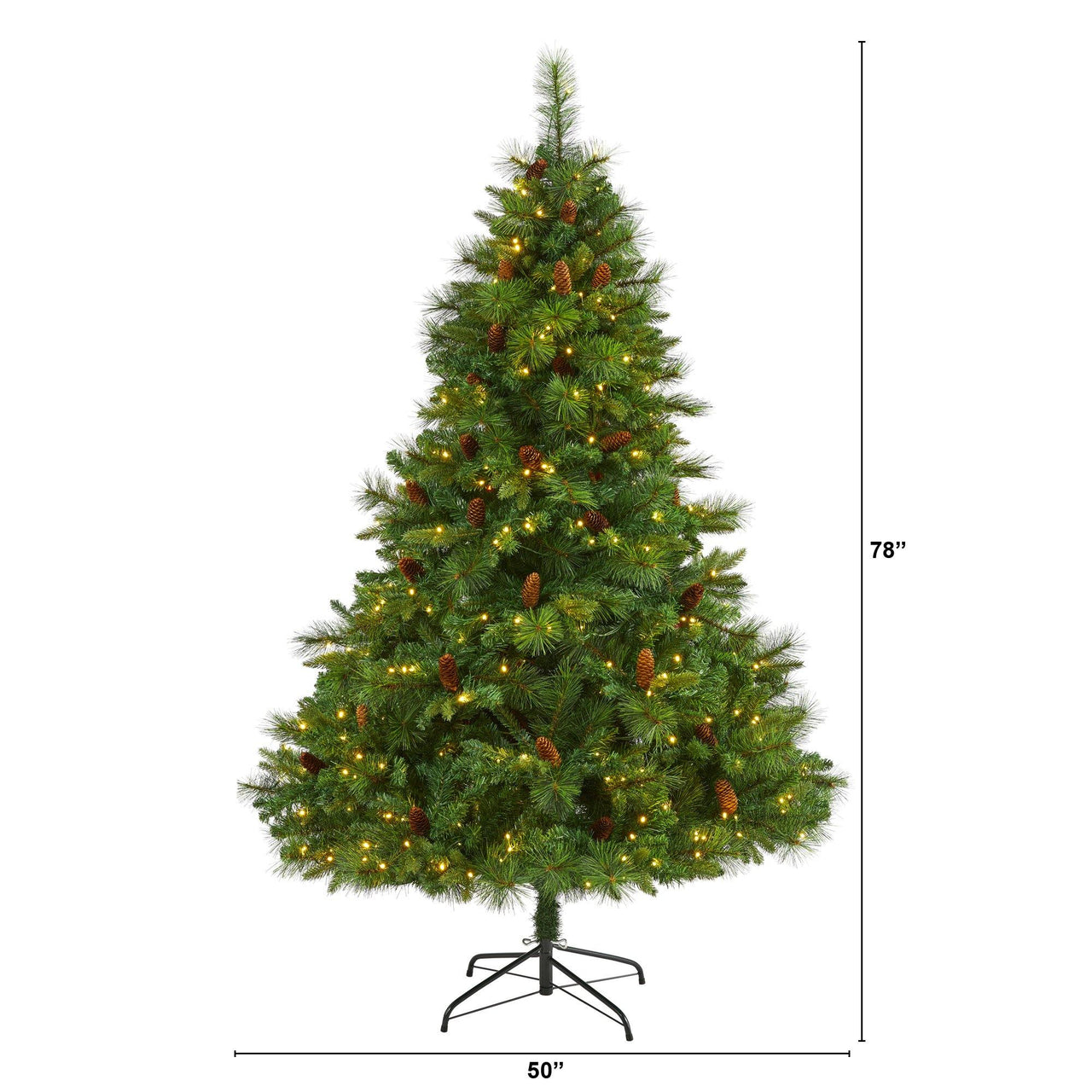 6.5’ West Virginia Full Bodied Mixed Pine Artificial Christmas Tree with 400 Clear LED Lights and Pine Cones - The Fox Decor